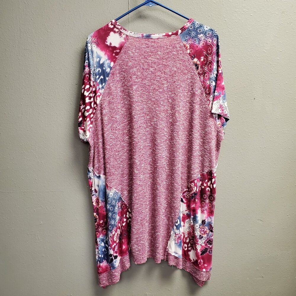 Live Well Lifestyle Blouse Women Plus Size 18W Fuschia Pink Asymmetric Stretch